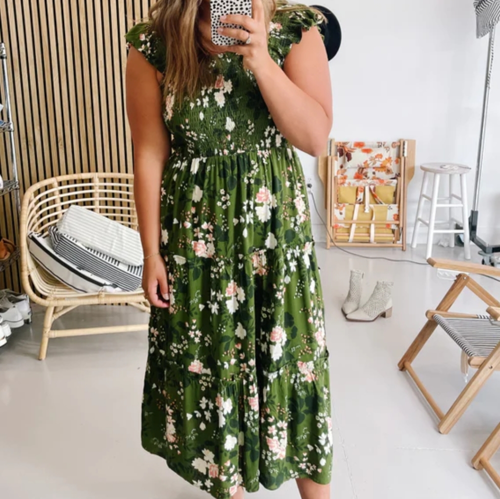 Watson Floral Dress in Green